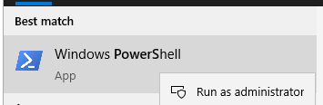 “Opening powershell as admin”