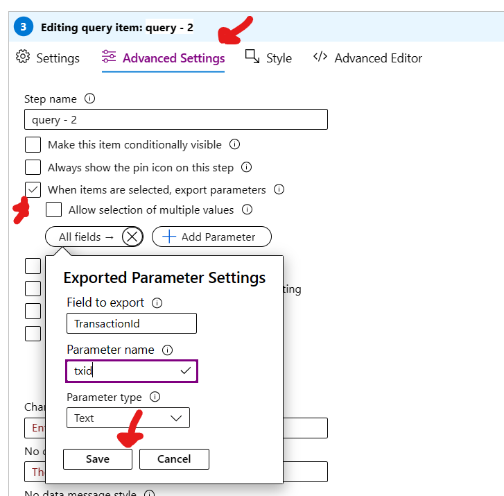 Adding parameters